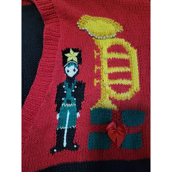 Vintage Marisa Christina Classics 1993 Christmas Nutcracker Bear Tree Sweater L - Picture 5 of 8